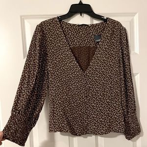 Abercrombie and Fitch Chocolate Brown Floral Top